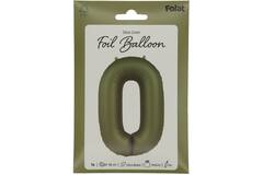 Foil balloon Number 0 - Olive Green - Ultra Matt - 86 cm