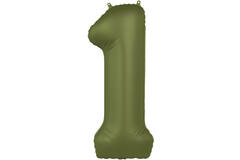 Foil balloon Number 1 - Olive Green - Ultra Matt - 86 cm