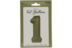 Foil balloon Number 1 - Olive Green - Ultra Matt - 86 cm