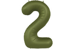 Foil balloon Number 2 - Olive Green - Ultra Matt - 86 cm