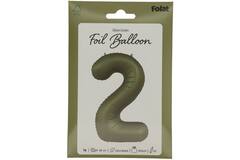 Foil balloon Number 2 - Olive Green - Ultra Matt - 86 cm