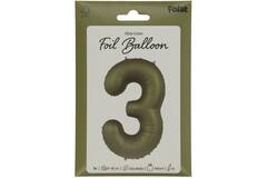 Foil balloon Number 3 - Olive Green - Ultra Matt - 86 cm
