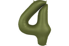 Foil balloon Number 4 - Olive Green - Ultra Matt - 86 cm