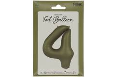 Foil balloon Number 4 - Olive Green - Ultra Matt - 86 cm