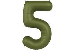 Foil balloon Number 5 - Olive Green - Ultra Matt - 86 cm