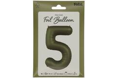 Foil balloon Number 5 - Olive Green - Ultra Matt - 86 cm