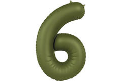 Foil balloon Number 6 - Olive Green - Ultra Matt - 86 cm
