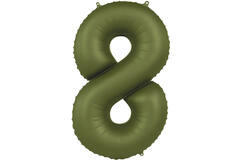 Foil balloon Number 8 - Olive Green - Ultra Matt - 86 cm