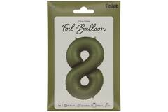 Foil balloon Number 8 - Olive Green - Ultra Matt - 86 cm