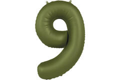 Foil balloon Number 9 - Olive Green - Ultra Matt - 86 cm