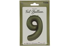 Foil balloon Number 9 - Olive Green - Ultra Matt - 86 cm
