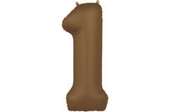Foil balloon Number 1 - Chocolate Brown - Ultra Matt - 86 cm