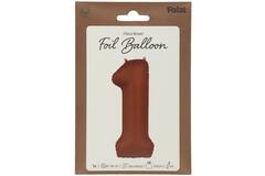 Foil balloon Number 1 - Chocolate Brown - Ultra Matt - 86 cm
