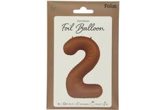 Foil balloon Number 2 - Chocolate Brown - Ultra Matt - 86 cm