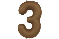 Foil balloon Number 3 - Chocolate Brown - Ultra Matt - 86 cm