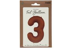 Foil balloon Number 3 - Chocolate Brown - Ultra Matt - 86 cm