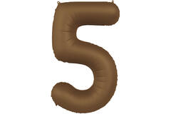 Foil balloon Number 5 - Chocolate Brown - Ultra Matt - 86 cm