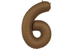 Foil balloon Number 6 - Chocolate Brown - Ultra Matt - 86 cm