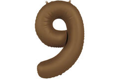 Foil balloon Number 9 - Chocolate Brown - Ultra Matt - 86 cm