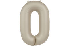 Foil balloon Number 0 - Creamy Latte - Ultra Matt - 86 cm