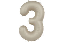 Foil balloon Number 3 - Creamy Latte - Ultra Matt - 86 cm