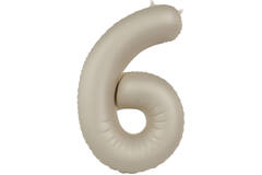 Foil balloon Number 6 - Creamy Latte - Ultra Matt - 86 cm