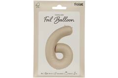 Foil balloon Number 6 - Creamy Latte - Ultra Matt - 86 cm