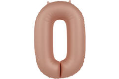 Foil balloon Number 0 - Vintage Rose - Ultra Matt - 86 cm