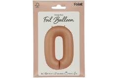 Foil balloon Number 0 - Vintage Rose - Ultra Matt - 86 cm