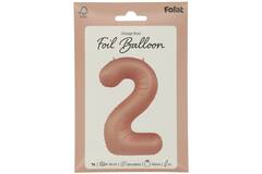 Foil balloon Number 2 - Vintage Rose - Ultra Matt - 86 cm