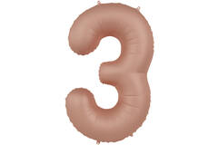 Foil balloon Number 3 - Vintage Rose - Ultra Matt - 86 cm