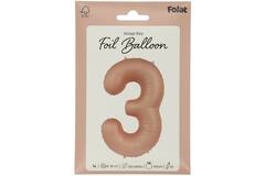 Foil balloon Number 3 - Vintage Rose - Ultra Matt - 86 cm