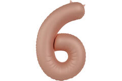 Foil balloon Number 6 - Vintage Rose - Ultra Matt - 86 cm