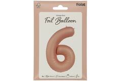 Foil balloon Number 6 - Vintage Rose - Ultra Matt - 86 cm