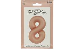 Foil balloon Number 8 - Vintage Rose - Ultra Matt - 86 cm