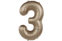 Foil balloon Number 3 - Starlight Gold - Satin Gloss - 86 cm