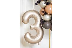 Foil balloon Number 3 - Starlight Gold - Satin Gloss - 86 cm