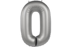 Foil balloon Number 0 - Moonlight Silver - Satin Gloss - 86 cm