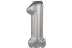 Foil balloon Number 1 - Moonlight Silver - Satin Gloss - 86 cm