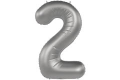 Foil balloon Number 2 - Moonlight Silver - Satin Gloss - 86 cm