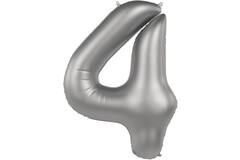 Foil balloon Number 4 - Moonlight Silver - Satin Gloss - 86 cm