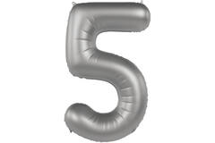 Foil balloon Number 5 - Moonlight Silver - Satin Gloss - 86 cm