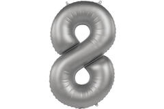 Foil balloon Number 8 - Moonlight Silver - Satin Gloss - 86 cm