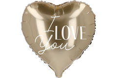 Foil Balloon - Shape - Heart - ‘I love you’ - Gold - 98x98 cm