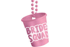 Shot glass on chain - Bride Squad - She Said Yaasss - Pink