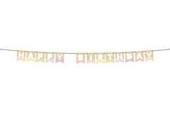 Flag Banner - HAPPY BIRTHDAY - Dreamy Pastels - Wood - 4 metres