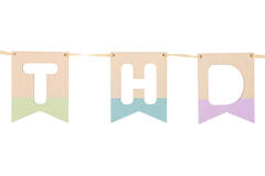 Flag Banner - HAPPY BIRTHDAY - Dreamy Pastels - Wood - 4 metres