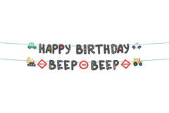 Letter Banner Set - Happy Birthday - Wacky Wheels - 1.5 meter