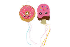 Mini Piñata Set - Donut & Ice Cream - Kawaii Party - 2 pieces