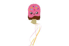 Mini Piñata Set - Donut & Ice Cream - Kawaii Party - 2 pieces
